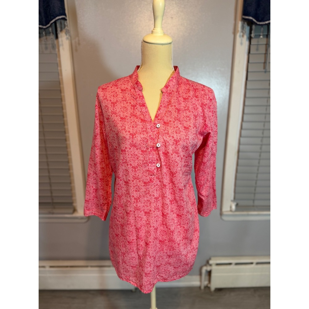 Columbia Pink Print Tunic Blouse Womens Lightweight 3/4 Sleeve Top S/M